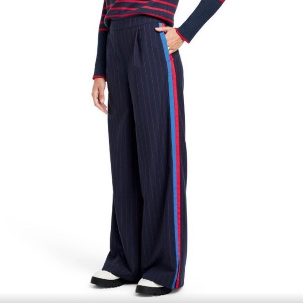 La Ligne for Target Navy and Red Pin Striped Pants. Size 1X. EUC